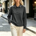 thumbnail image 5 of Women's Polo Shirts Long Sleeve Golf Shirt Lightweight Tennis Shirts office Loose Tunic Blouses Work Shirts Spring Fall Shirt Dark Gray, 5 of 7