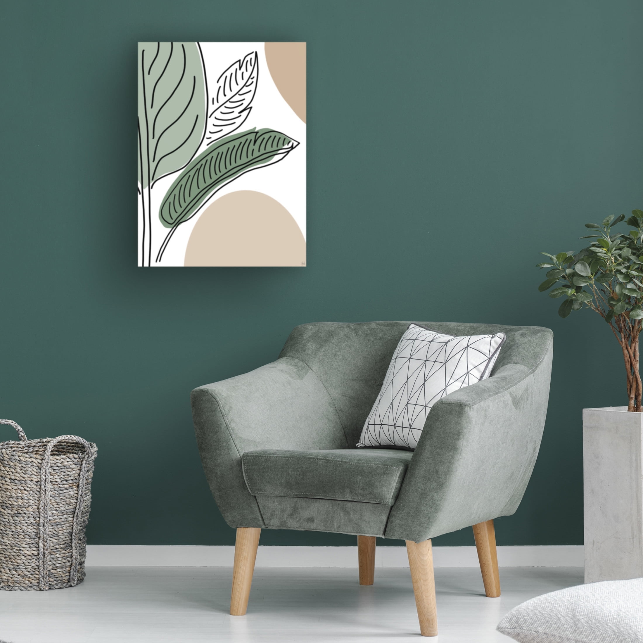 Canvas Wall Art - Line and Brush 'Ferns By Lines 2' Wall Art for Living Room, Bedroom, or Office Décor by Trademark Fine Art - 35 x 47 Inches