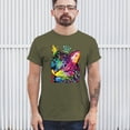 thumbnail image 3 of Tee Hunt Cute Thinking Crowned Cat T-Shirt Dean Russo Colorful Kitte Men's Tee, Military Green, 3X-Large, 3 of 5