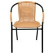 Flash Furniture Lila 4 Pack Beige Rattan Indoor-Outdoor Restaurant Stack Chair