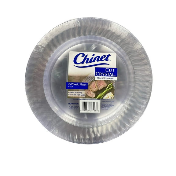 Huhtamaki Chinet Cut Crystal 25 Plastic AFN1Plates (Clear, 10 Inch)