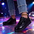thumbnail image 5 of Women's Sequin Round Toe Platform Fashion Sneakers Casual Lace Up Glitter Bling Comfortable Walking Tennis Shoes Bedazzled Bride Wedding Party Trendy Shoes, 5 of 6