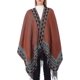 thumbnail image 3 of Poncho de invierno con estampado abierto y chales a cuadros para mujer, 3 of 5