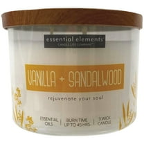 Candle-lite Essential Elements 3-Wick Jar Candle - Vanilla & Sandalwood - Single, 14.75 oz