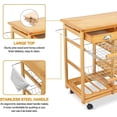 thumbnail image 6 of Portable Wood Kitchen Island Cart Trolley Rolling Storage 2 Baskets 2 Drawer, 6 of 9