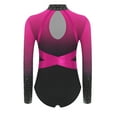 thumbnail image 4 of iixpin Kids Girls Long Sleeve Gymnastics Leotard Sparkly Rhinestone Cutout Back Figure Skating Dance Bodysuit Hot Pink 16, 4 of 5