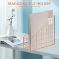 thumbnail image 3 of Rose Gold Electroplated Iron Book Holder Desktop Shelf File Magazine Book Stand Offic xc4403, 3 of 6