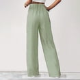 thumbnail image 4 of Delconic Women’s Striped High Waist Loose Fit Casual Pants with Elastic Waistband and Drawstring Relaxed Straight Leg Trousers Green L, 4 of 4