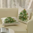 thumbnail image 4 of Watercolor Sage Green Christmas Tree Pillow Covers 16x16 Decor Throw Pillows Case for Couch Winter Xmas Indoor Outdoor Decorative Cushion Cases for Sofa Bed Decorations Set of 2, 4 of 6