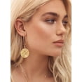 thumbnail image 2 of JUSIP Statement Long Gold Circle Simicircle Ball Dangling Earrings for Women Lightweight Circle Disc Coin Geometric Flat Brushed 18k Gold Plated Drop Dangle, 2 of 14