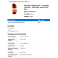 thumbnail image 2 of Right Tail Light Assembly - Compatible with 2003 - 2006 Dodge Sprinter 3500 Base 2004 2005, 2 of 2