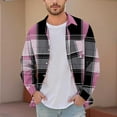 thumbnail image 2 of USNSM Mens Classic Long Sleeve Plaid Shirts Jacket Casual Fashion Turndown Collar Button Down Shirt with Pockets Pink M, 2 of 5