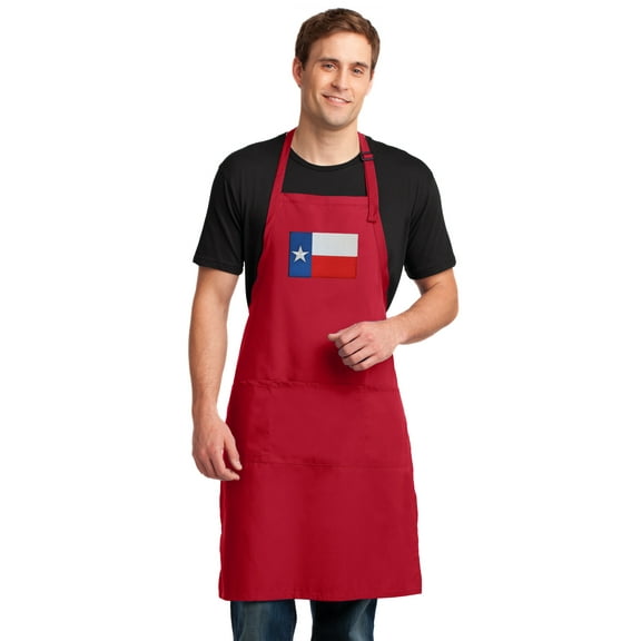 Large Texas Apron Long Length Texas Flag Apron for Men or Women with Adjustable Neck & Pockets