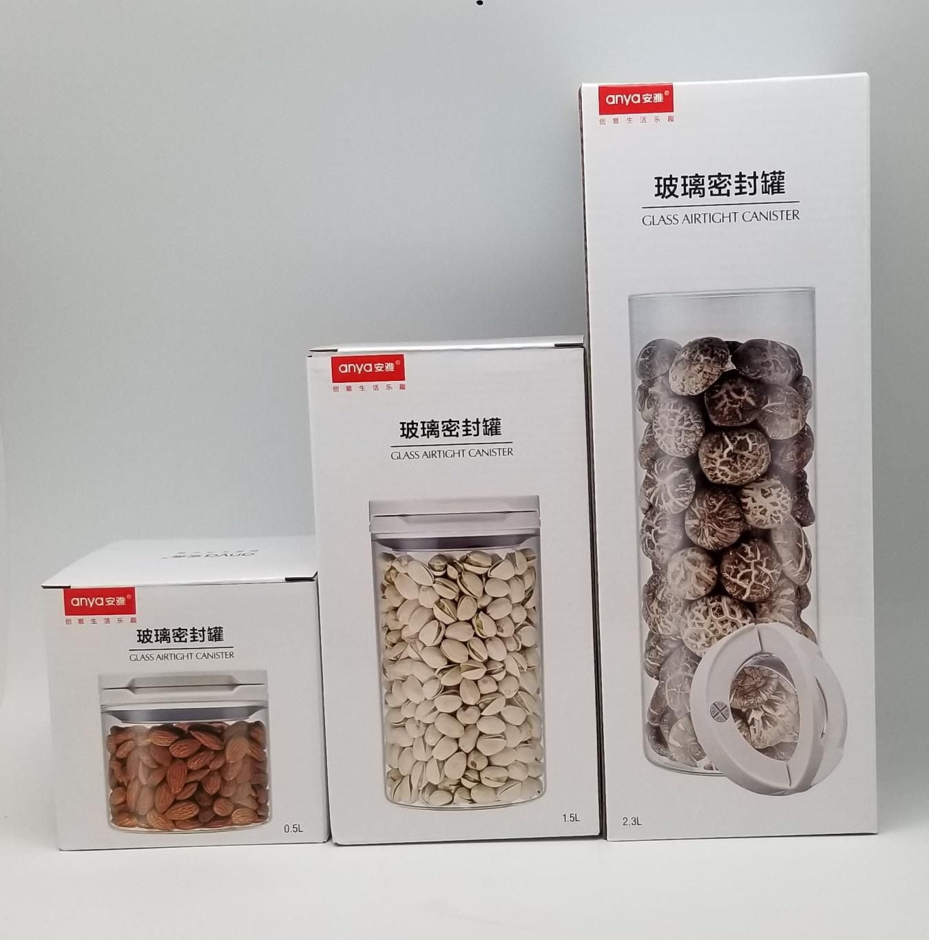 Anya High borosilicate Glass Air-tight 0.5 L Moisture Proof One Handed Canister