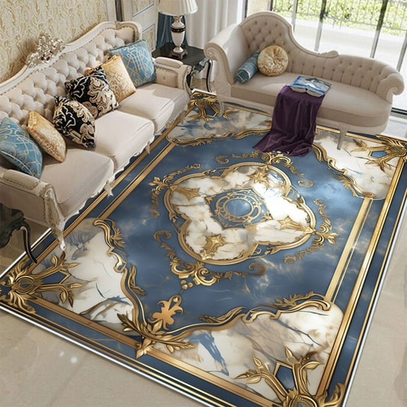 European Style Blue Carpet Living Room Table Accessories Area Rug for Bedroom Luxury Home ra Large A