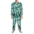 thumbnail image 3 of Lsque Teal Cactus Pattern Long Sleeve Pajama Set for Men - Soft 2-Piece Sleepwear and Loungewear Set with Pockets, Comfy Nightwear-XX-Large, 3 of 7