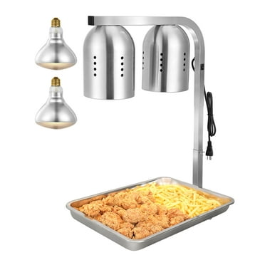 VEVOR Food Heat Lamp, 500W Bulbs, Commercial Food Warmer Light, Electric Stainless Steel French Fry Heating Lamp, Free-standing, Catering Food Warming Equipment for Kitchen Buffet Restaurant, Silver