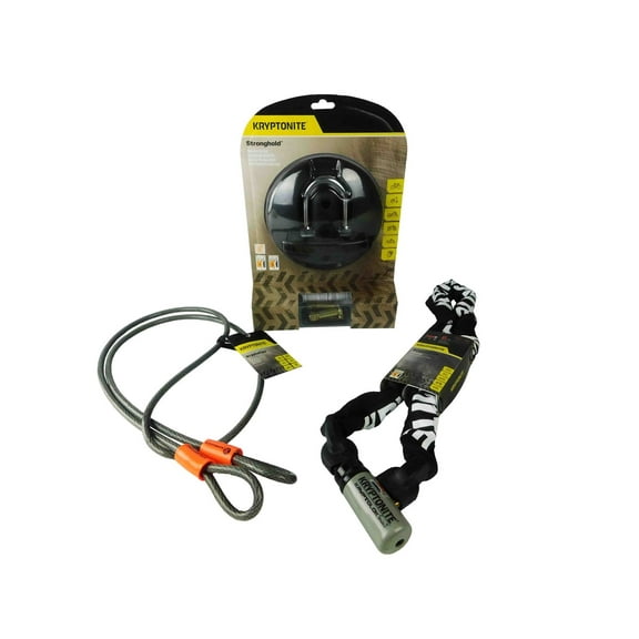 Kryptonite Stronghold and 710 7ft Looped Cable Series 2 912 4ft Integrated Chain