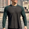 thumbnail image 4 of Pxiakgy polo shirts for men Men's Solid Color Matching Outdoor Casual Round Neck Long Sleeve Sports Pullover Outdoor Running Fitness Slim Fit Thick Base Shirt mens polo shirts Green + S, 4 of 7
