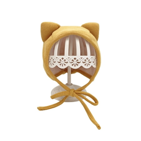 

Fullvigor Baby Bonnet Hat Cat Ears Beanie Cap with Chin Strap