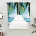 thumbnail image 2 of Swag Valance Curtains for Windows, Summer Beach Light Filtering Kitchen Curtains with Rod Pocket, Ocean Tropical Palm Tree Seaside Landscape Window Treatment Valances for Living Room, 36x36 - 2 PCS, 2 of 9