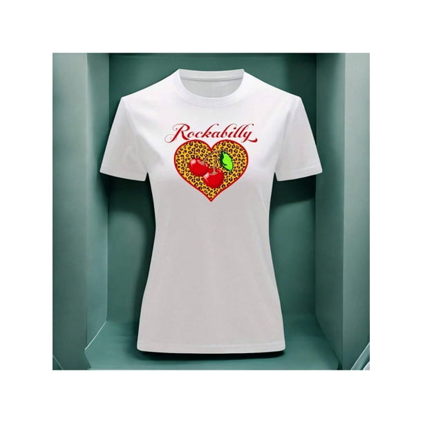 Playera Blusa De Cerezas Rockabilly Vintage Color Blanco Talla Grande Marca Emil SaEs