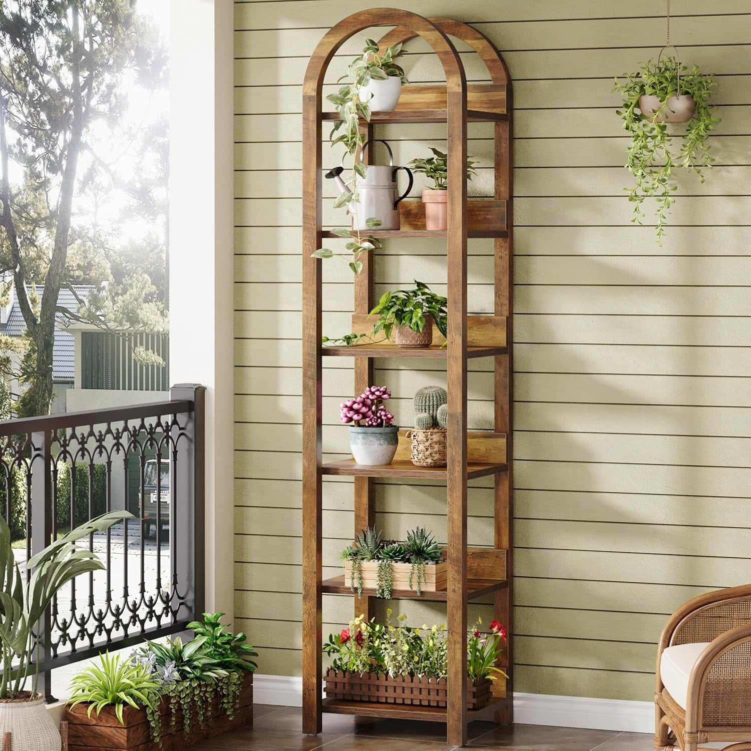 Tribesigns 6-Tier Narrow Bookshelf, 71" Tall Arched Bookcase with Shelves for Small Space