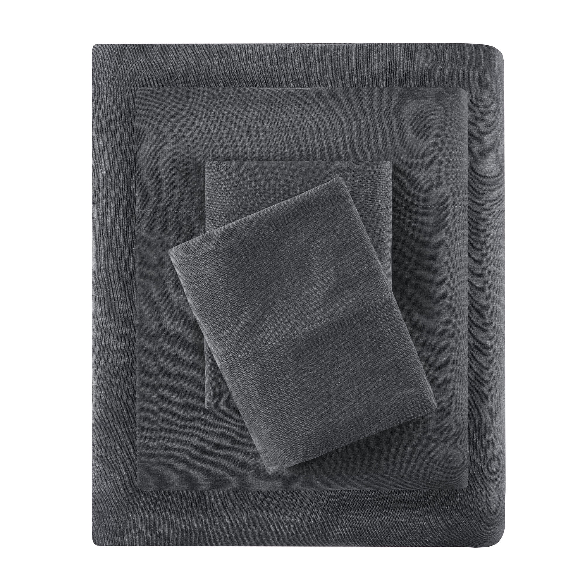 Comfort Classics All Season Cotton Blend Jersey Knit Sheet Set, Dark Grey, Twin XL