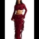 thumbnail image 1 of Conjunto de 2 Piezas de Camiseta Sin Mangas con Encaje de Cuerda para Mujer, Faldas Escalonadas Ajustadas, Vestido de Cóctel para Fiesta. Vino Tinto M, 1 of 7