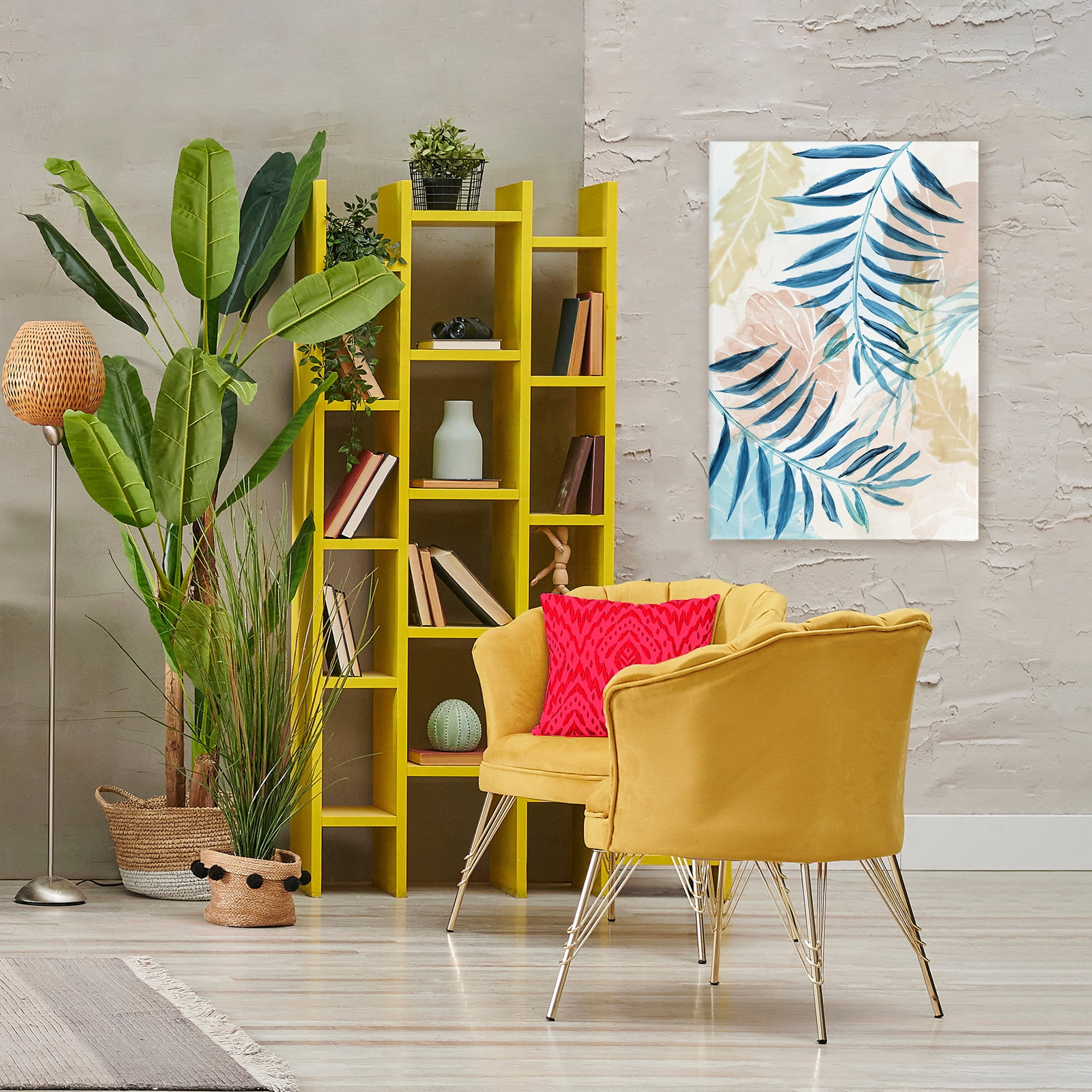 Stupell Industries Palm Fronds in Pastel Haze Canvas Wall Art, design by Nan