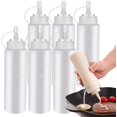 thumbnail image 1 of 6 Pack (8 Oz) Botellas Exprimibles Dispensador para Salsa Botellas de Plástico para Condimentos con Tapa Giratoria y Medida- Perfecto para Salsa de Chili, Aceite, Glaseado y Otros Condimentos, 1 of 4