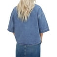 thumbnail image 2 of Short Sleeved Women Denim Jacket Oversized Casual Denim Shirt with Pocket Top, 2 of 4
