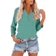 thumbnail image 5 of Top de manga larga,Camiseta raglán con cuello en V para mujer, manga 3/4, blusa informal de cuello redondo para estar en casa, sopatenor, 5 of 9