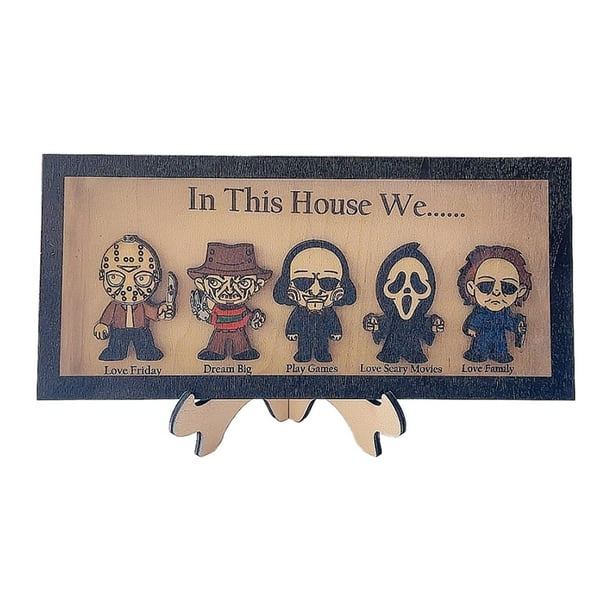 Letrero de madera perfecl con personaje de terror decoración Halloween
