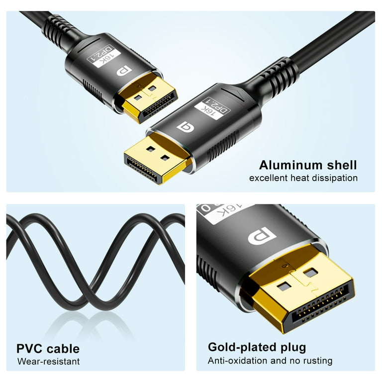 16K DP 2.1 Display Port Cord 8K@120Hz 4K@240Hz 80Gbps HDR