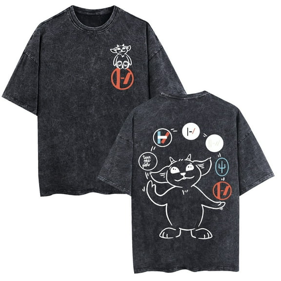 MAECKYRR Twenty One Pilots washed vintage cotton T-shirt sheep pattern fun rock hip-hop T-shirt