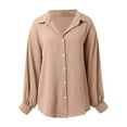 thumbnail image 4 of Afdoent Blouses For Women Ladies Fall Winter Long Sleeve Ladies Lapel Button Down Shirt Top Summer Outfits 2025, 4 of 5