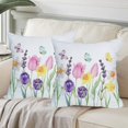 thumbnail image 3 of 2 Pack Waterproof Spring Floral Pillow Covers 16x16 Inch Pink Tulip Flower Lavender Butterfly Throw Pillow Covers Outdoor Spring Summer Farmhouse Decorations Cushion Case Double Sided, 3 of 6