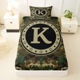 thumbnail image 3 of Erosebridal Boys K Personalized Initial Twin Sheet Sets 3pcs,Abstract Camouflage Bedding, 3 of 5