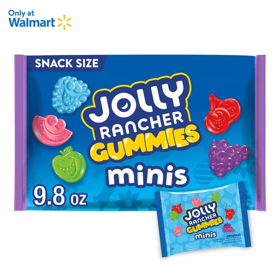 Jolly Rancher Gummies Minis Assorted Fruit Flavored Snack Size Easter Candy, Bag 9.8 oz