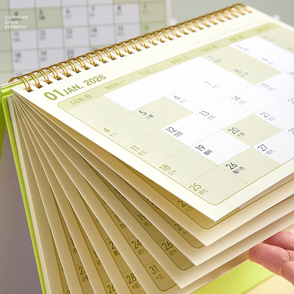 2026 Mini Wire Binding Calendar Standing Flip Small Desktop Calendar Memo Decors
