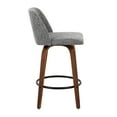 thumbnail image 5 of Toriano Mid-Century Modern Fixed-Height Counter Stool in Walnut Wood with Round Black Footrest and Grey Noise Fabric by LumiSource - Set of 2, 5 of 6