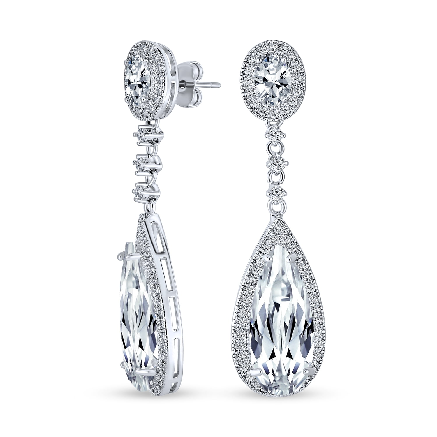 Boucles D’oreilles Percées Argent Avec Cristal Solitaire - 682 - Occasion Bon état