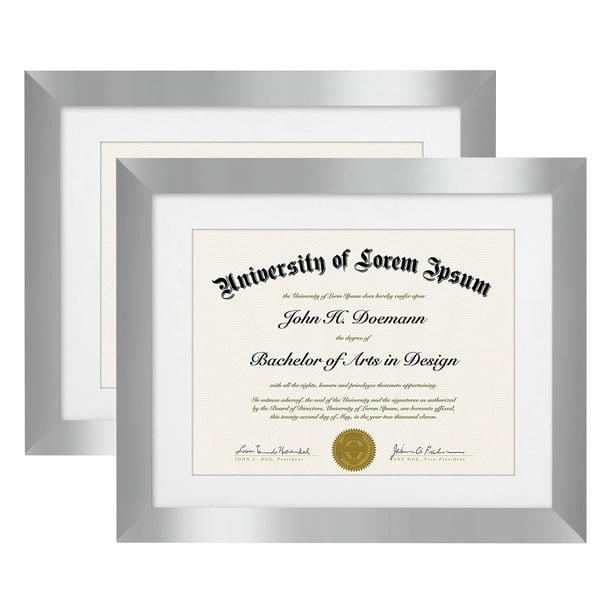 Americanflat 11x14 Silver Diploma Frame Displays 8.5x11 Diplomas with