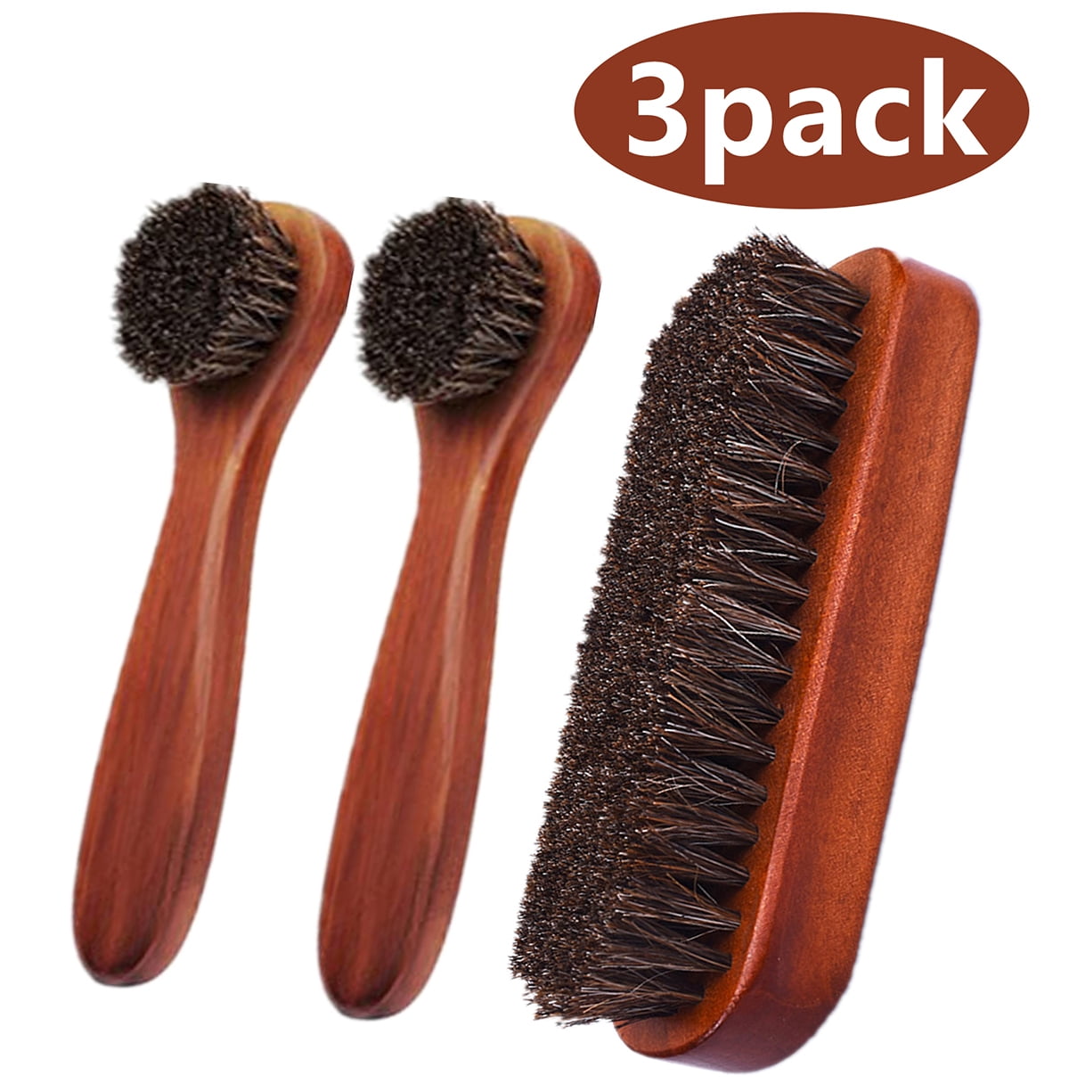 3 Pack Kiwi 100% Horsehair Shine Brush 