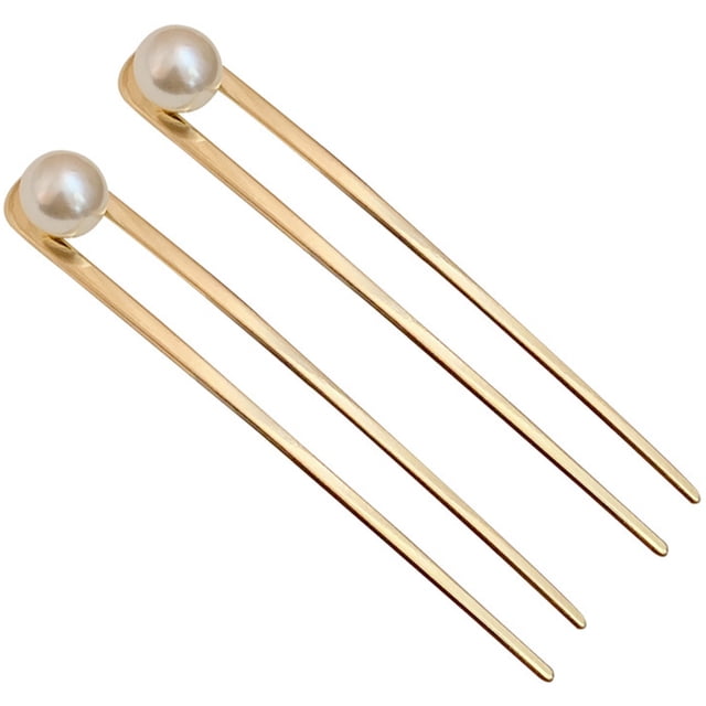 2 Pcs Fourchette à Cheveux en Métal Perlée Bâton à Cheveux Chignon Porte-Cheveux Outil de Coiffage