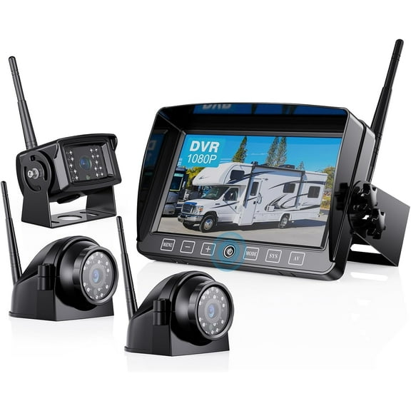 ZEROXCLUB 7 inch Wireless Backup Camera 1080P HD Waterpfoof Recording IR Night Vision Side View for RV Trailer Truck 5th Wheel Trailers B3C