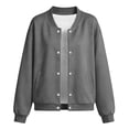 thumbnail image 5 of YUANxueke Boys Girls Fleece Lined Varsity Jackets Fashion Button Down Warm Baseball Jackets with Pockets,Gray,8-9 Years, 5 of 5