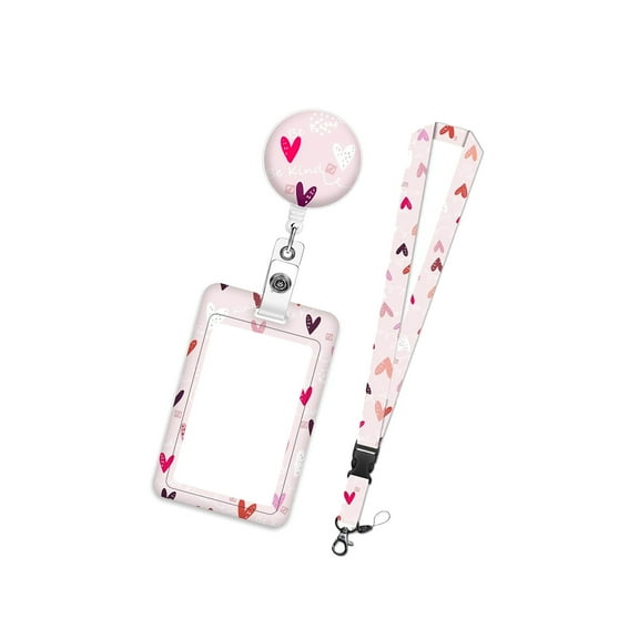 Butterfly Card Case and Lanyard Set Sliding ABS Cards Case with Neck Strap Retractable Badge Holder for Office School