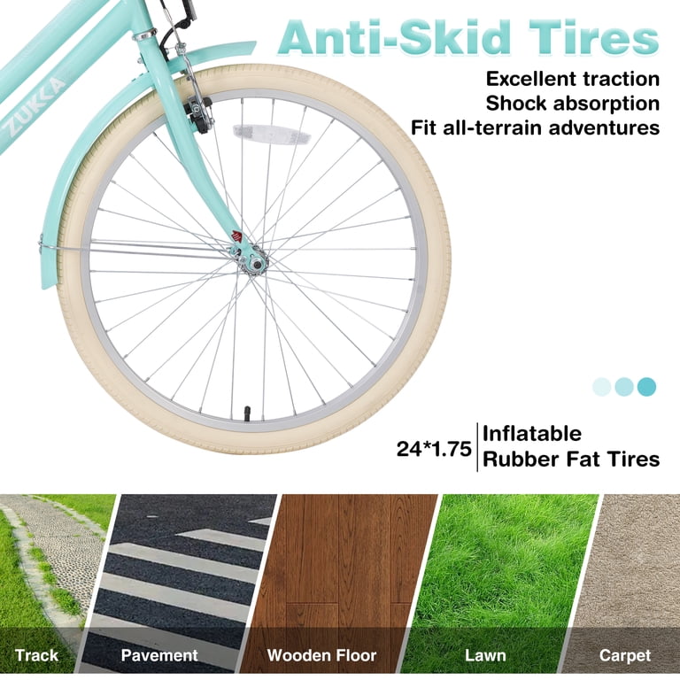 Direct Wicker UBS-W1019P179151 Mint Green Beach Cruiser Bike 24